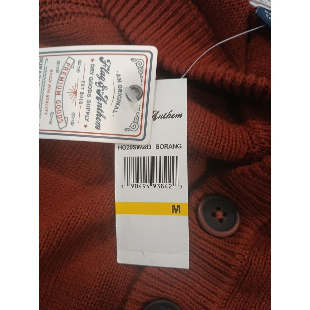 NEW Flag&Anthem Men's Rust Hoodie Sweater Cotton Medium Kangaroo Pocket Preppy
